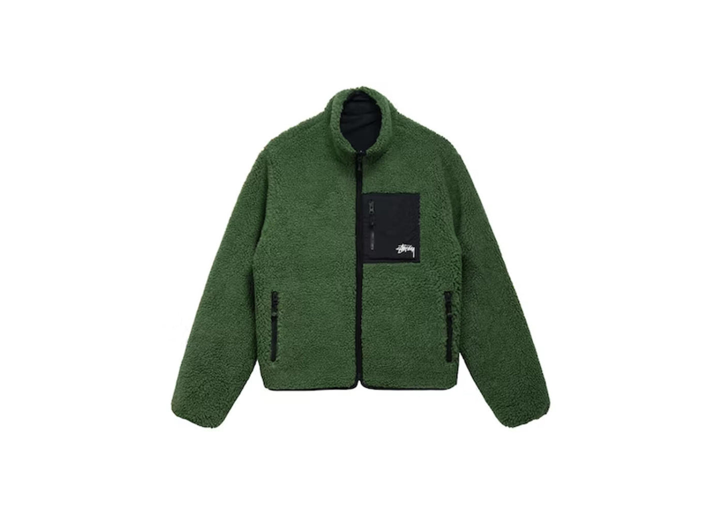 Stusy 8 Ball Sherpa Reversible Jacket - Green