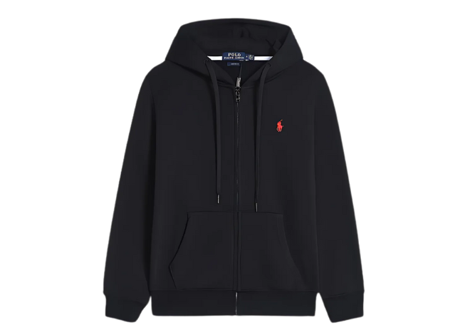 Ralph Laur zip hoodie- black, red